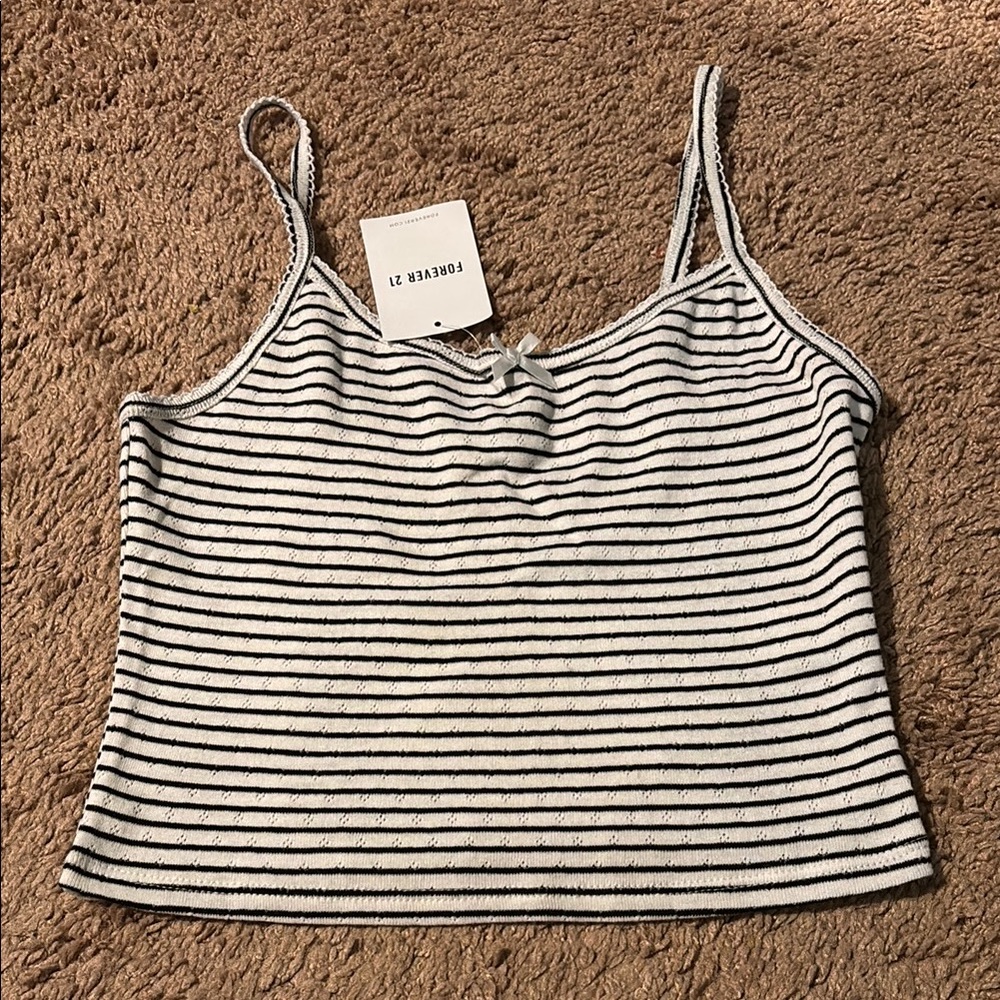 Forever 21 Black and White Striped Women's Top